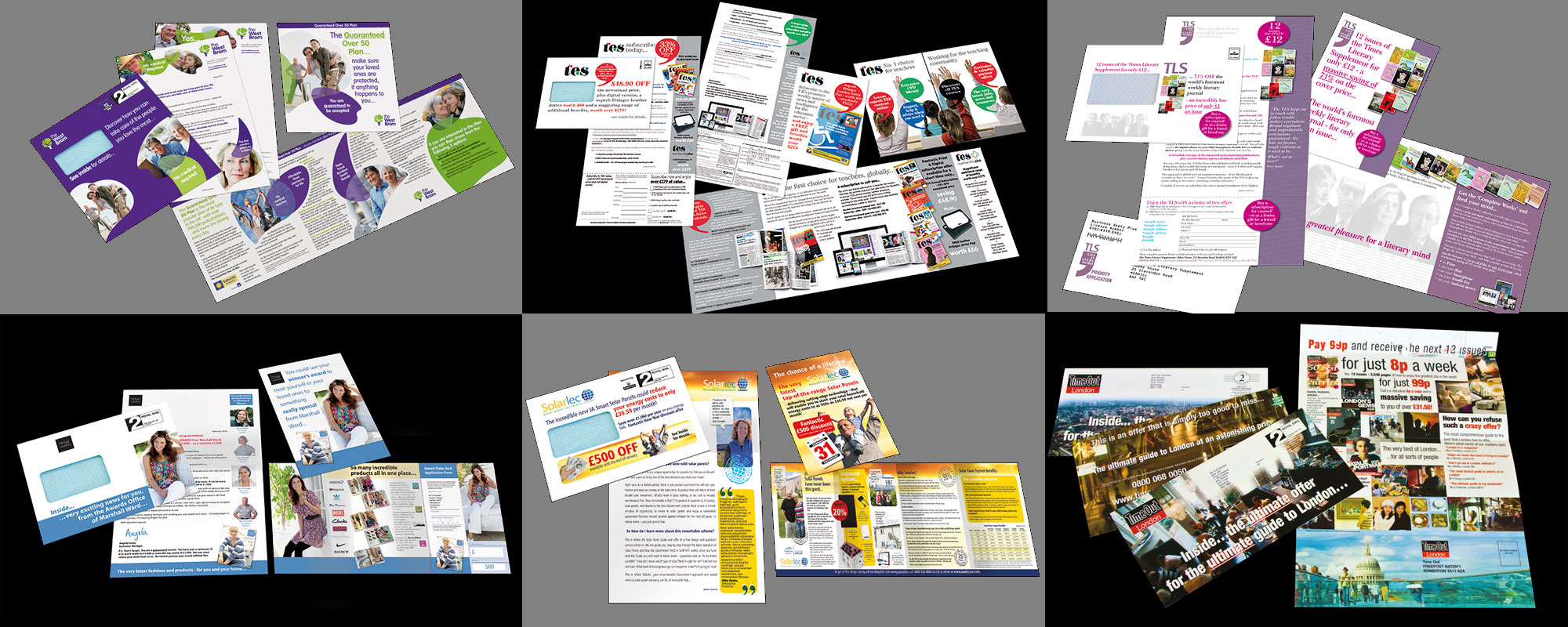 A selection of direct-mail packs designed by Richard Blunt & Associates, specialist in design for print - experienced, creative, independent, autonomous, freelance graphic design consultancy in Hall Green, Birmingham, West Midlands © RichardBlunt-design.co.uk