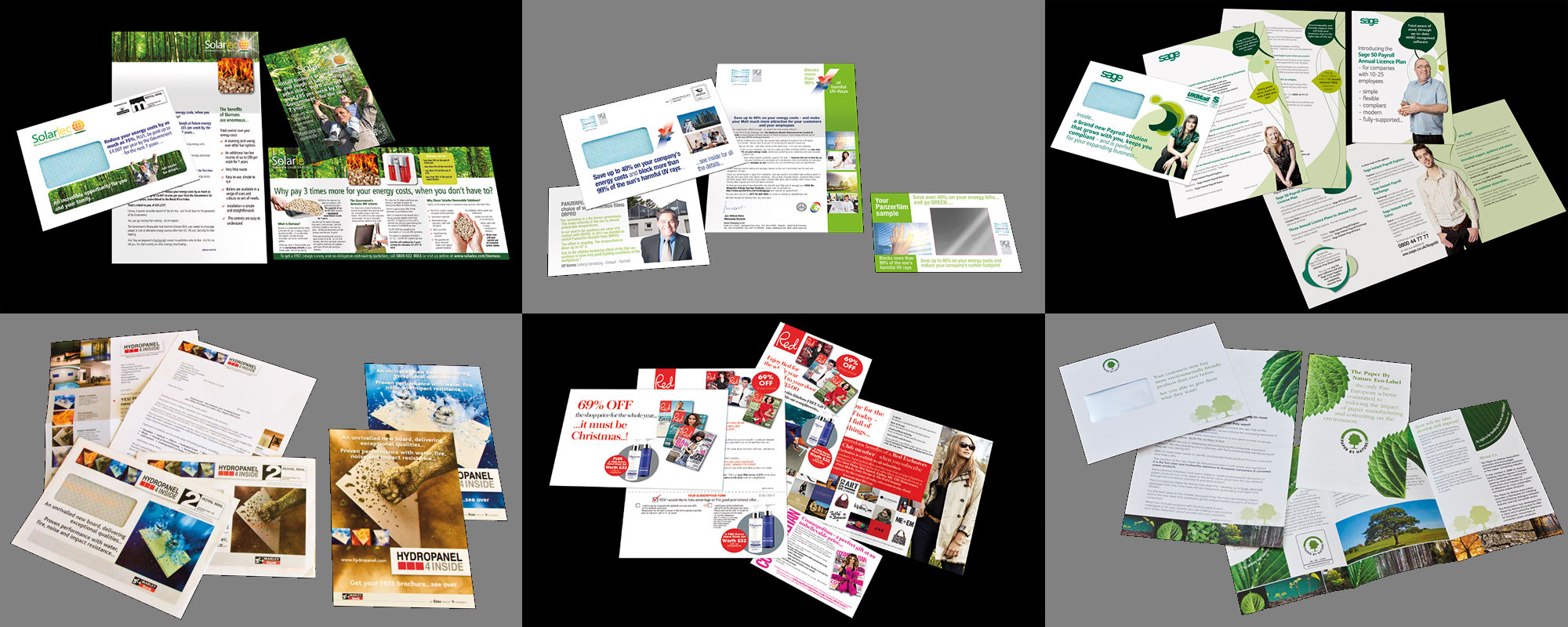 A selection of direct-mail packs designed by Richard Blunt & Associates, specialist in design for print - experienced, creative, independent, autonomous, freelance graphic design consultancy in Hall Green, Birmingham, West Midlands © RichardBlunt-design.co.uk